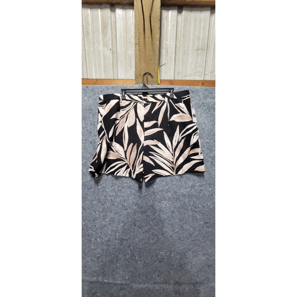 Time & Tru Linen Shorts Seps Tropical‎ Black Size 3X (22)